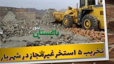 تخریب تعدادی بنا و دیوارکشی‌های غیرمجاز در اراضی شهرستان شهریار
