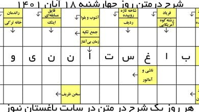 جدول شرح در متن ( تونویسی ) آنلاین روز چهارشنبه 18 آبان 1401