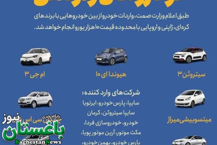 کدام خودروهای زیر ۱۰ هزار یورو قرار است به ایران وارد بشود؟