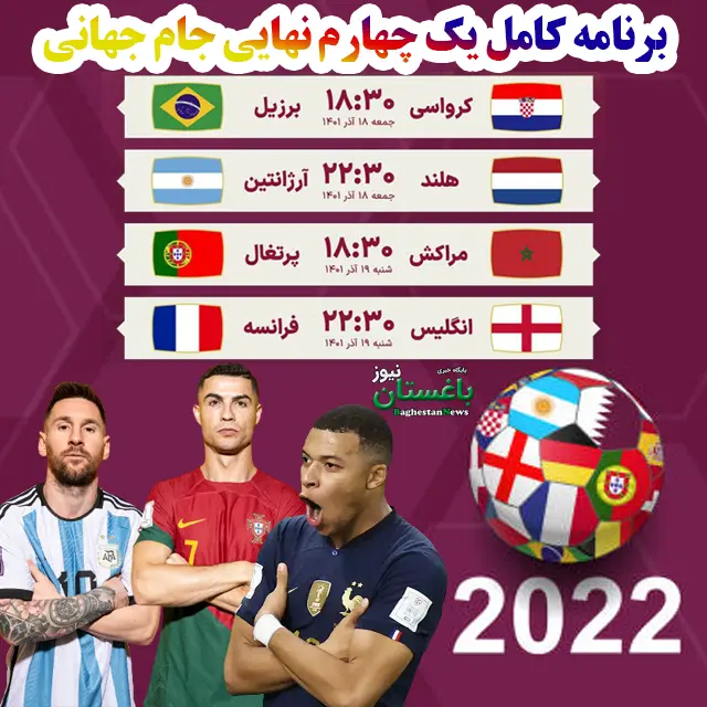 برنامه کامل یک چهارم نهایی جام جهانی 2022 قطر