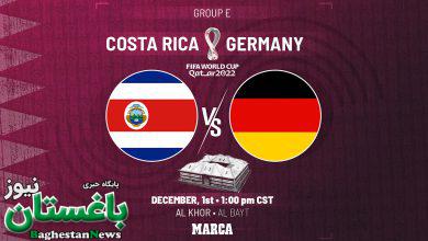 ساعت دقیق بازی کاستاریکا و آلمان امشب شبکه ورزش