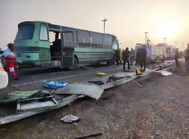 عکس تصادف دو اتوبوس در فرودگاه امام خمینی امروز + فیلم