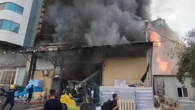 لحظه آتش سوزی در مرکز شهر کربلا عراق + ماجرا و جزئیات و فیلم