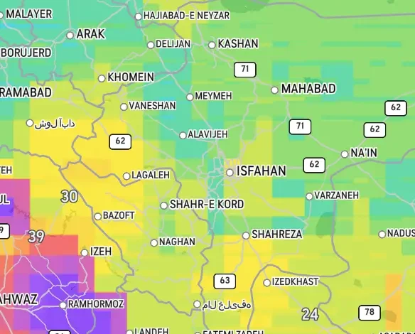 شاخص آلودگی هوا اصفهان امروز 23 دی 1401 جمعه هم اکنون