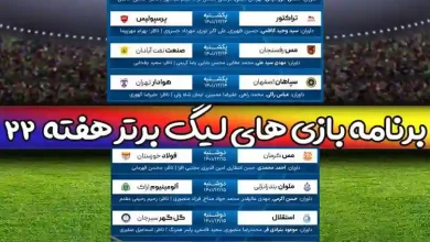 برنامه بازی های لیگ برتر ایران هفته 22 فردا یکشنبه 14 اسفند 1401