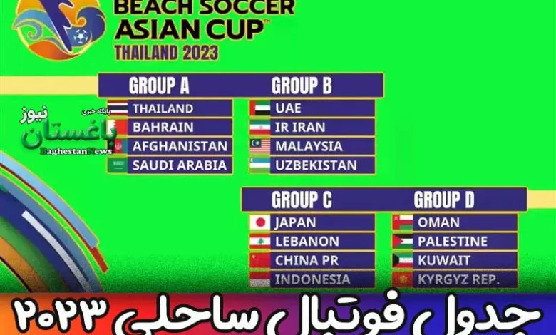 جدول کامل فوتبال ساحلی قهرمانی آسیا ۲۰۲۳ + وضعیت تیم ها