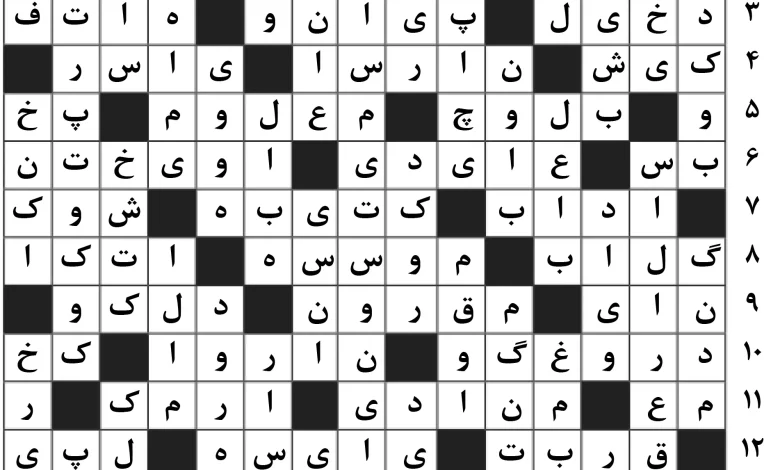 حل جدول متقاطع روزنامه همشهری امروز چهارشنبه 30 فروردین 1402