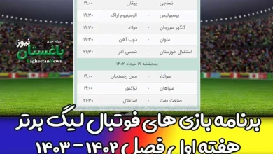 برنامه بازی های فوتبال لیگ برتر 1402 هفته اول فردا چهارشنبه