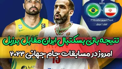 نتیجه بازی بسکتبال ایران مقابل برزیل امروز شنبه در مسابقات جام جهانی 2023
