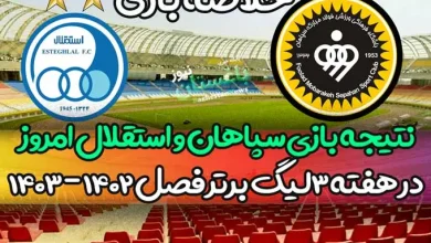 نتیجه بازی سپاهان و استقلال امروز در هفته سوم لیگ برتر فصل 1402 - 1403