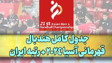 جدول کامل هندبال قهرمانی آسیا 2024 + رتبه ایران