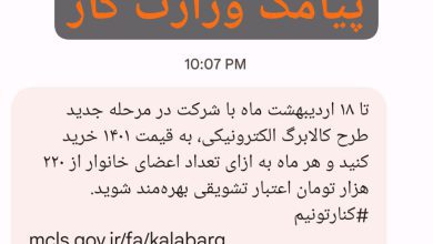 پیامک مهم وزارت کار درباره کالابرگ برای همه مردم ایران