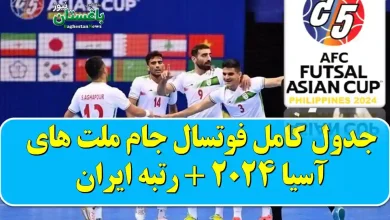 جدول کامل فوتسال جام ملت های آسیا 2024 + رتبه ایران